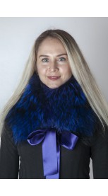 Electric blue Finnraccoon  fur collar-neck warmer